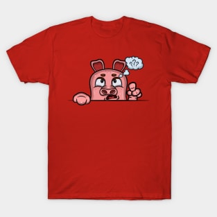 Pig Cartoon With Confused Face Expression T-Shirt